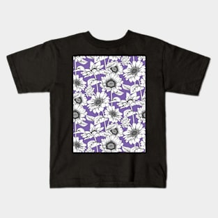 Sunflowers Line Art Pattern Kids T-Shirt